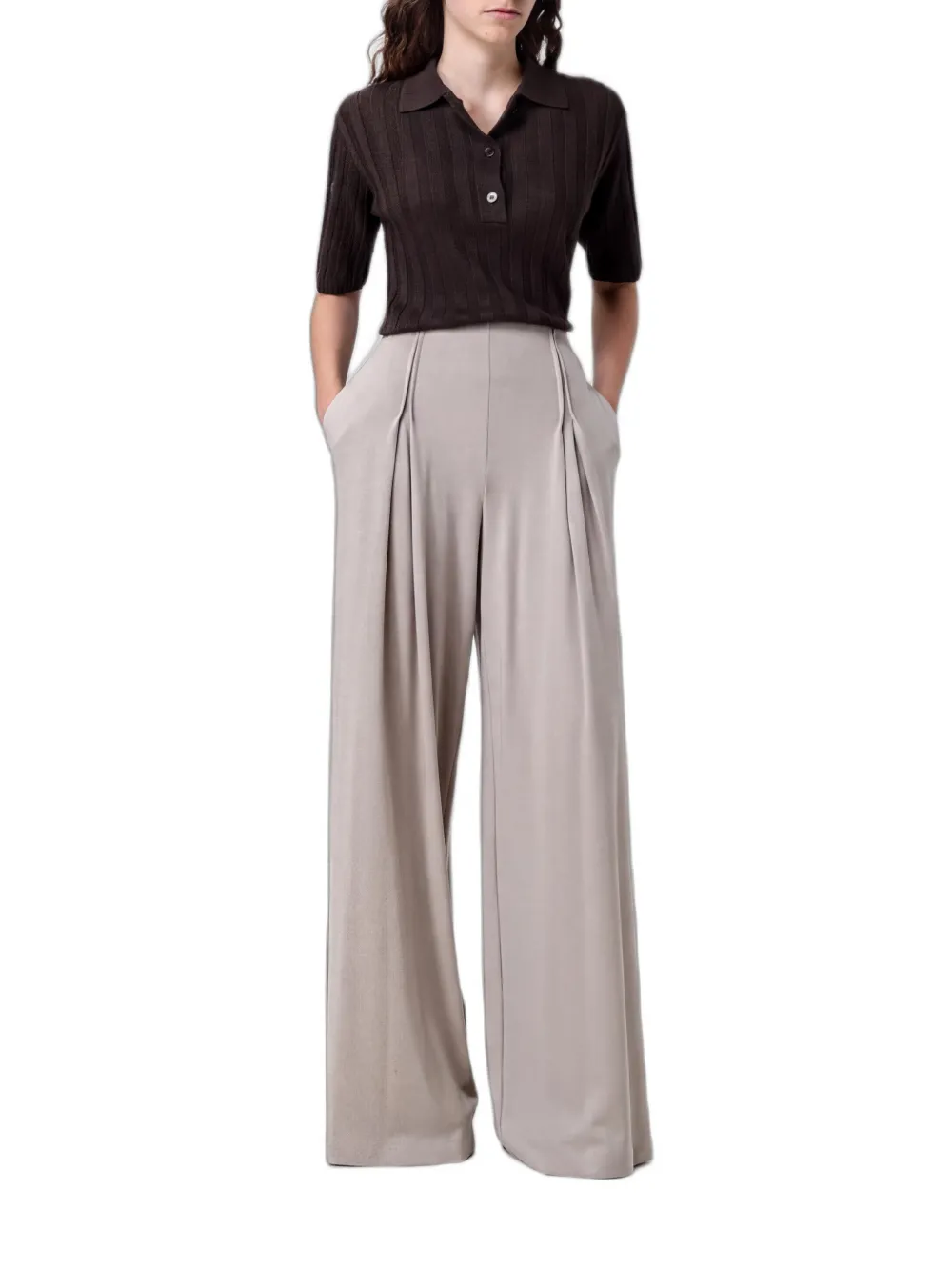 Max Mara ribbed-knit polo shirt Bruin
