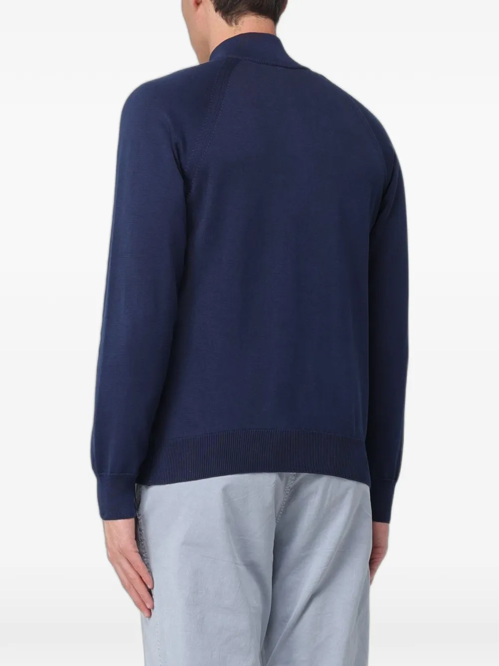 Blauer Fellows poloshirt met raglan mouwen en kwartrits Blauw