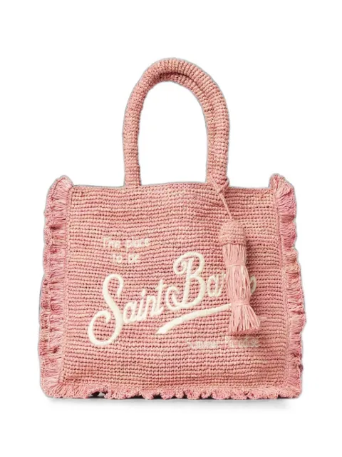 MC2 Saint Barth Volant medium raffia bag with embroidered logo