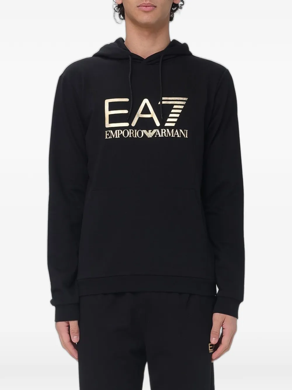 Ea7 Emporio Armani logo-print cotton hoodie - Nero