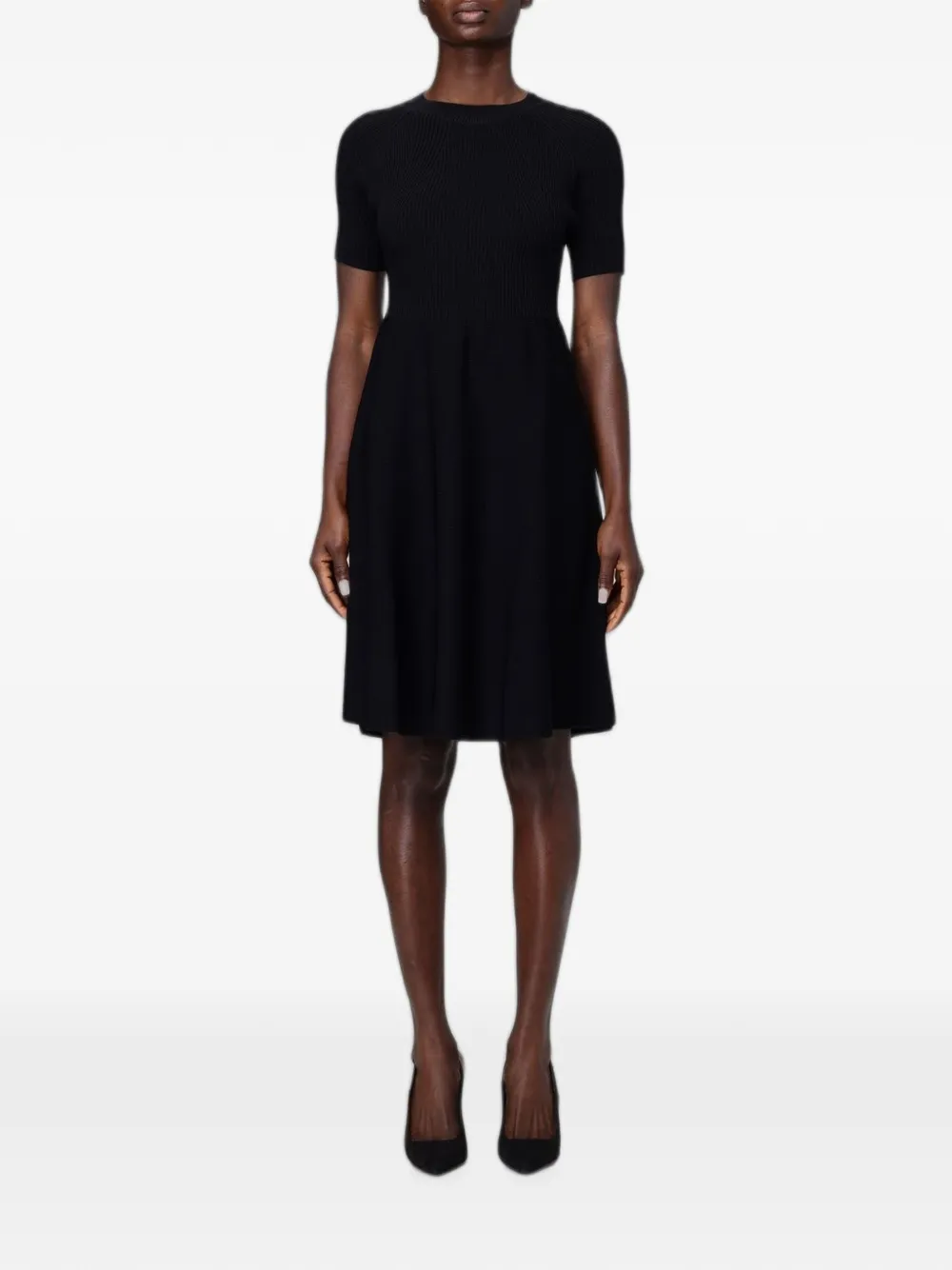 Emporio Armani short-sleeve ribbed-knit mini dress - Nero