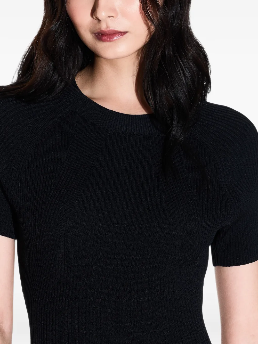 Emporio Armani Ribgebreide mini-jurk Zwart