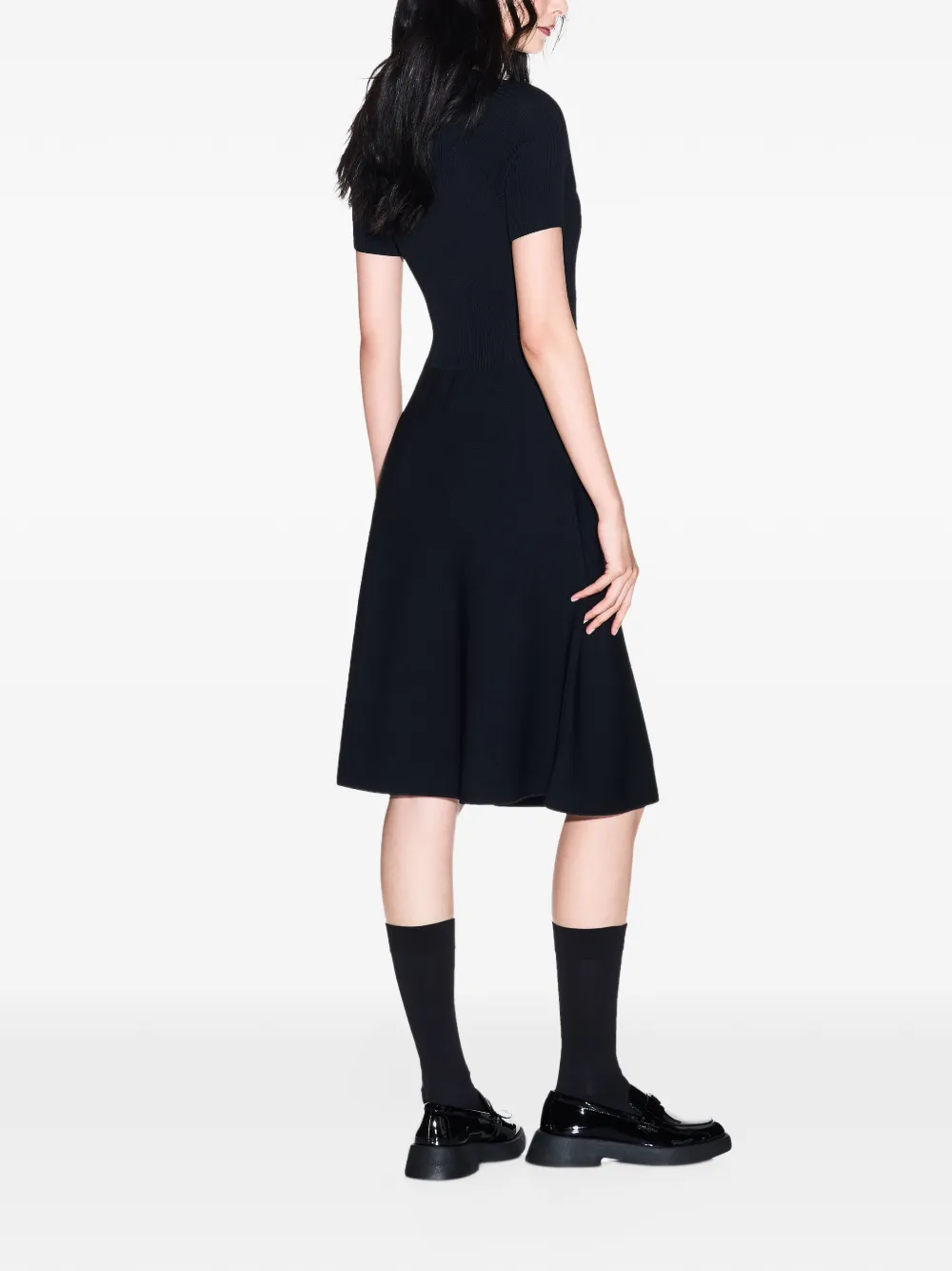 Emporio Armani Ribgebreide mini-jurk Zwart
