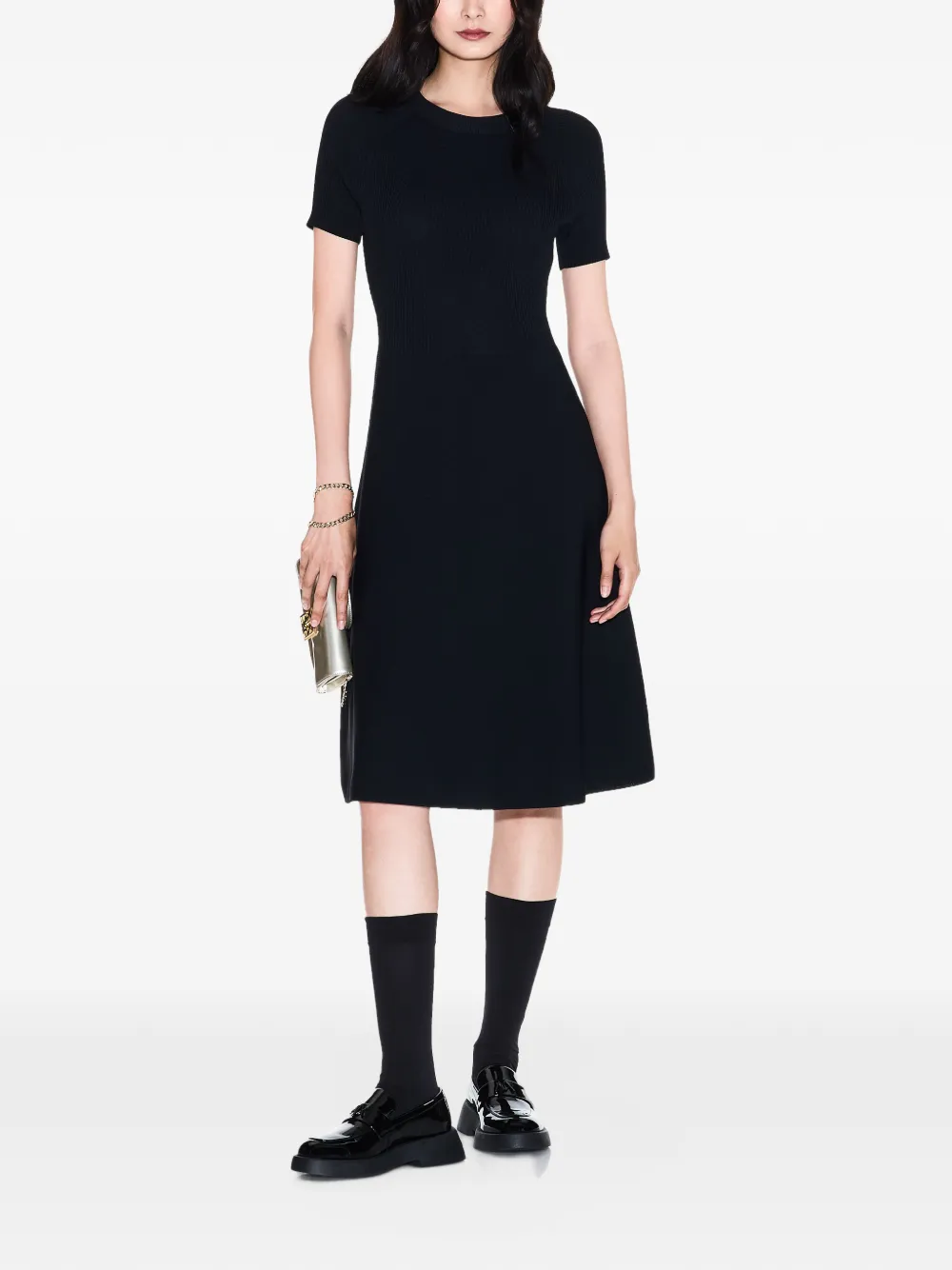Emporio Armani Ribgebreide mini-jurk Zwart