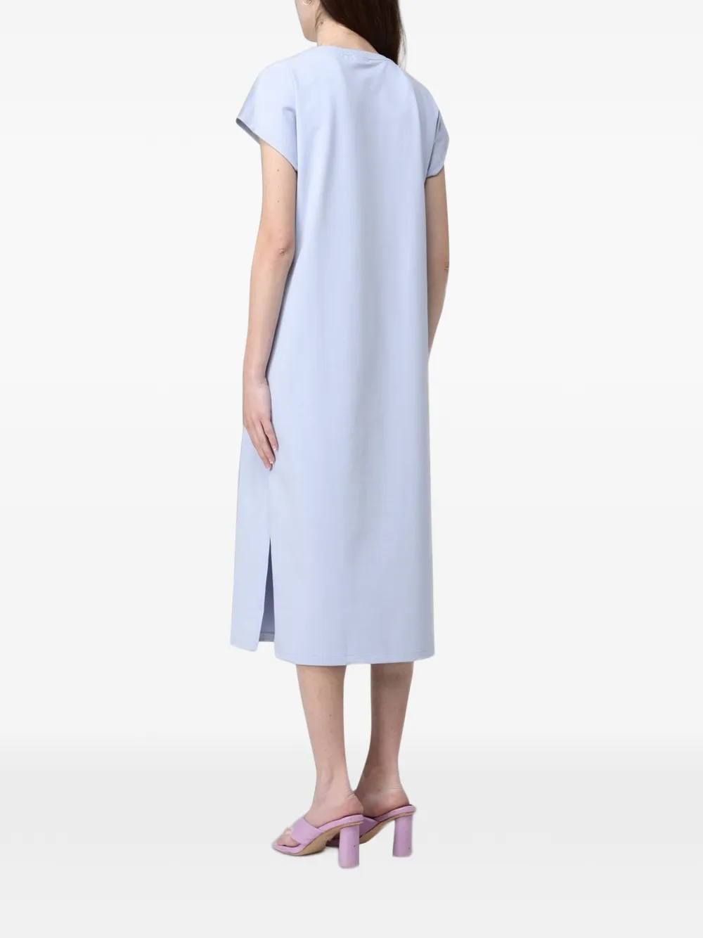 Ea7 Emporio Armani Midi T-shirtjurk met logo van stras Blauw