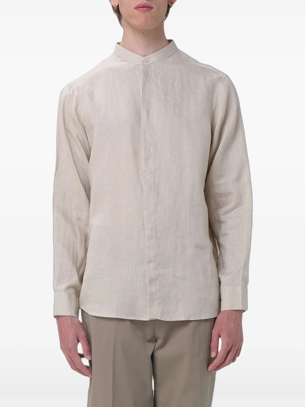 Emporio Armani mandarin-collar long-sleeve shirt - Toni neutri