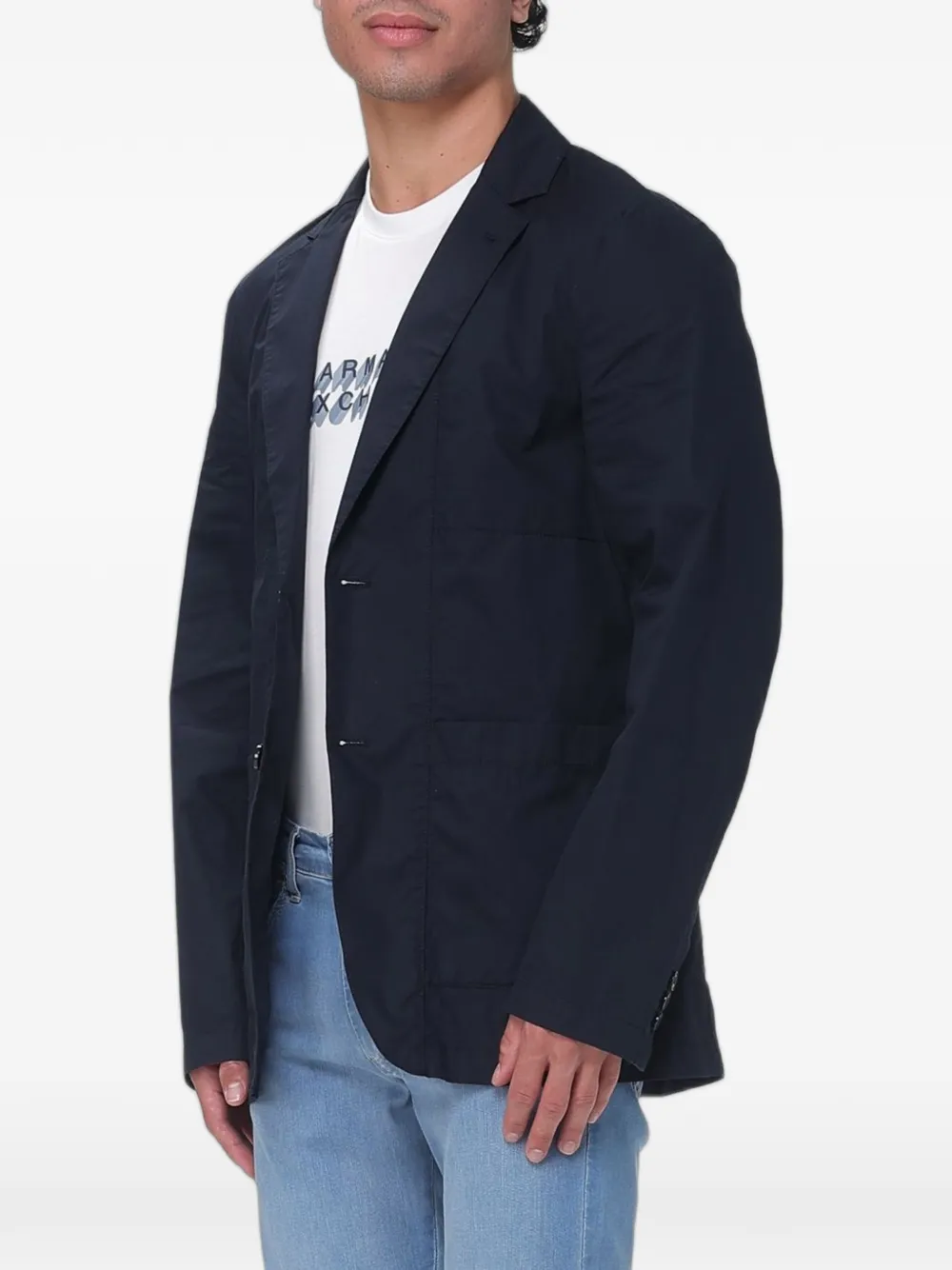 Armani Exchange Katoenen twill blazer Blauw
