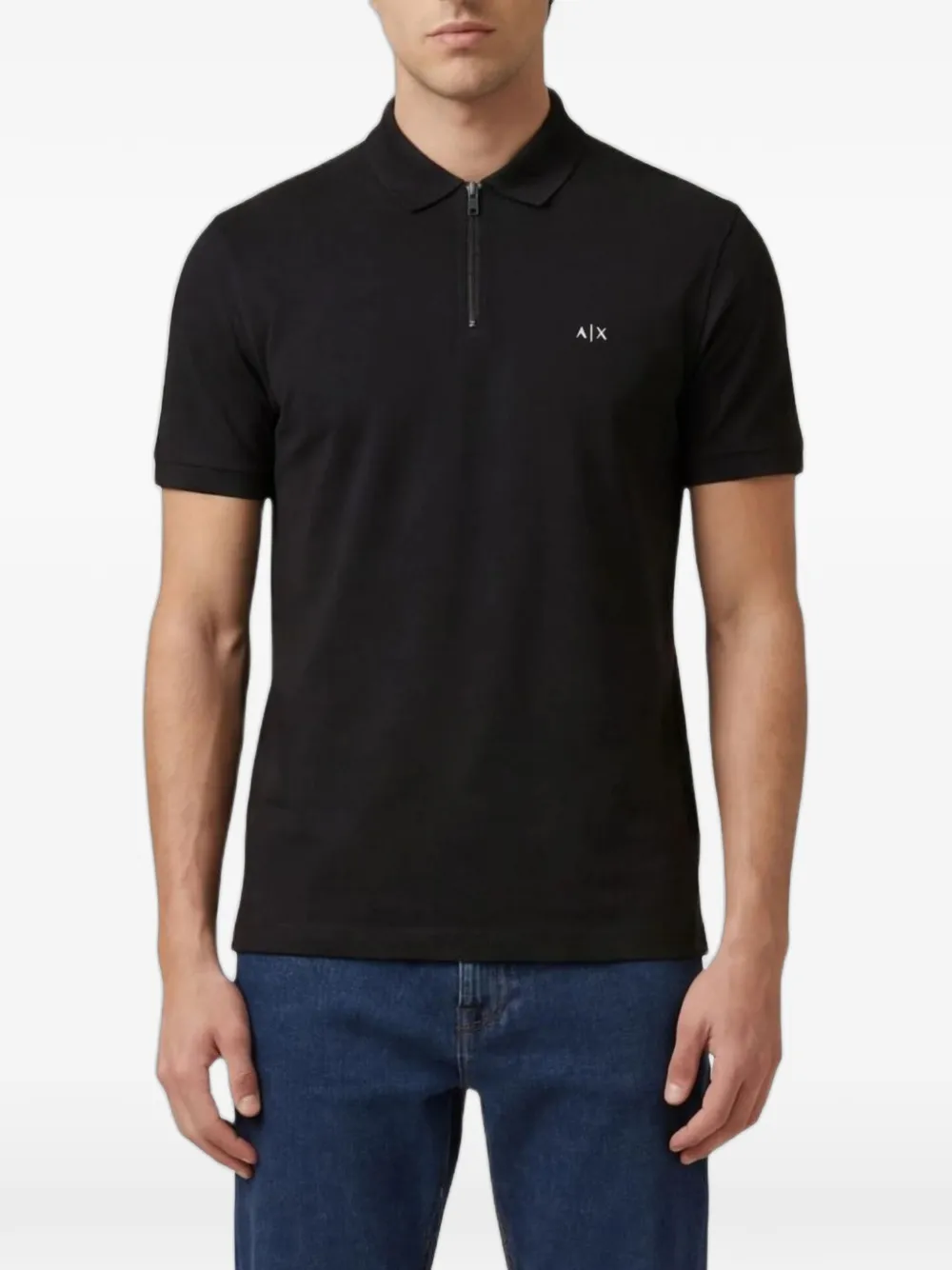 Emporio Armani Poloshirt met rits Zwart
