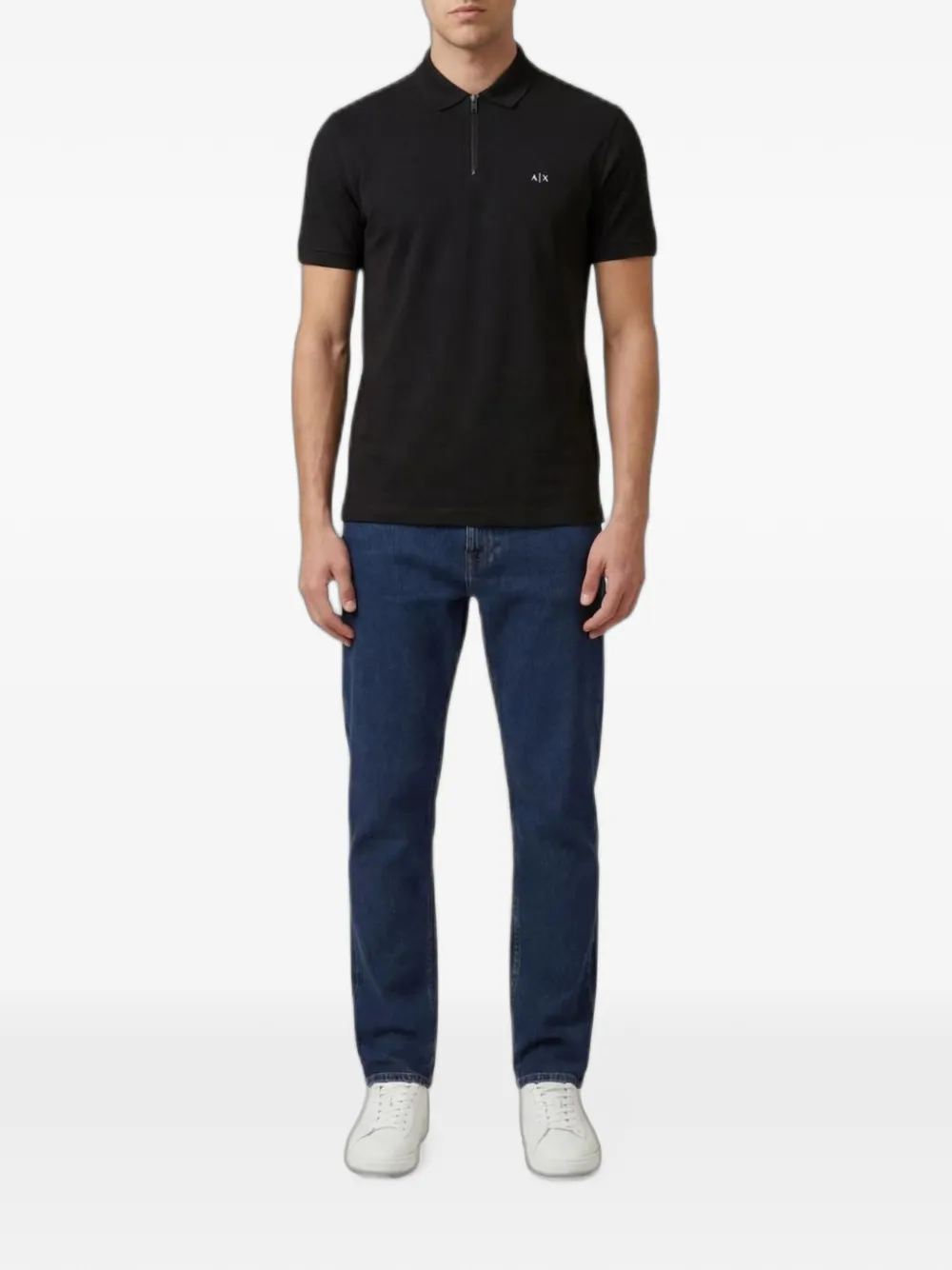 Emporio Armani Poloshirt met rits Zwart