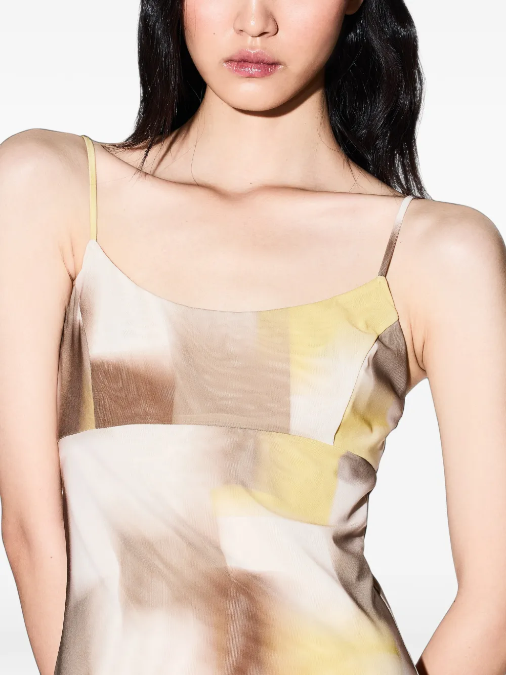 Emporio Armani Tulen maxi-jurk met abstracte print Beige