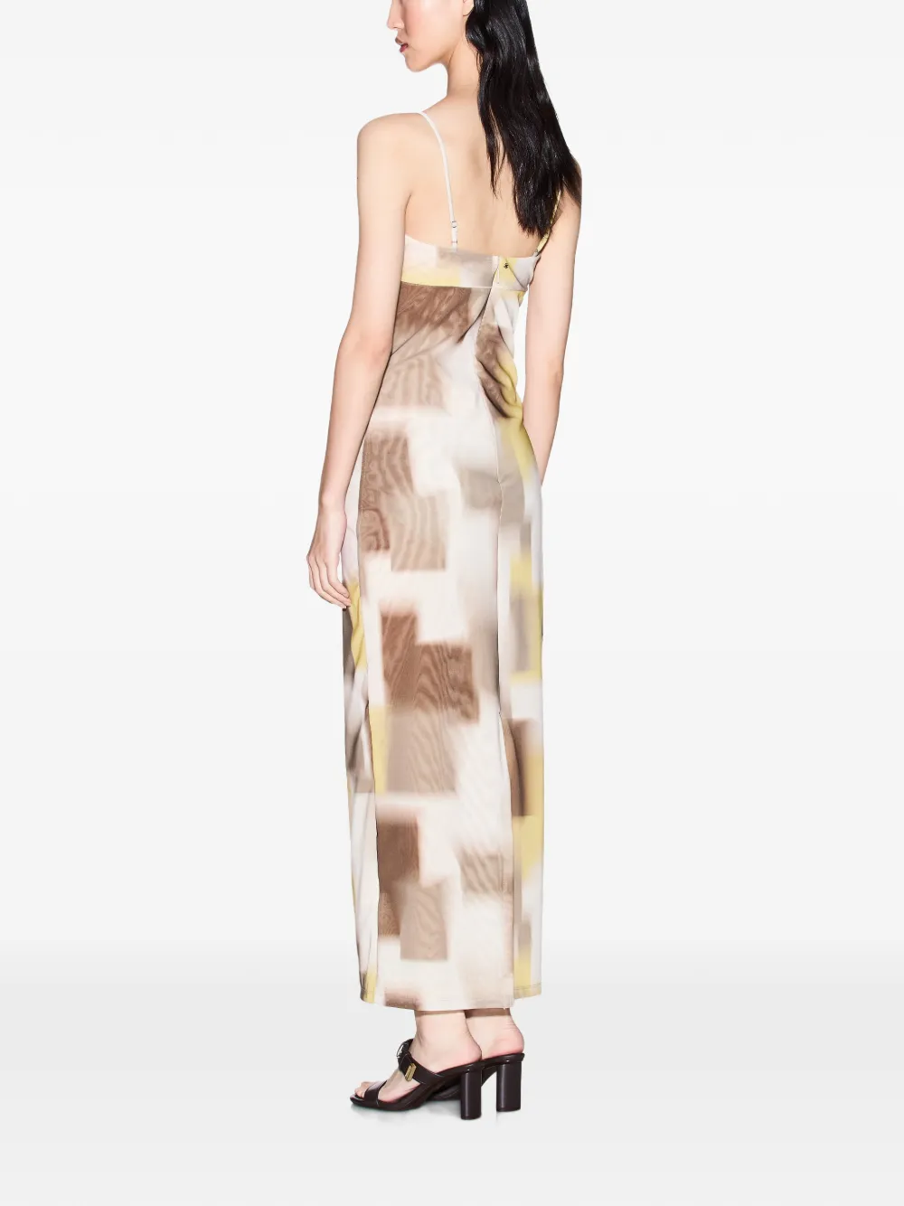 Emporio Armani Tulen maxi-jurk met abstracte print Beige