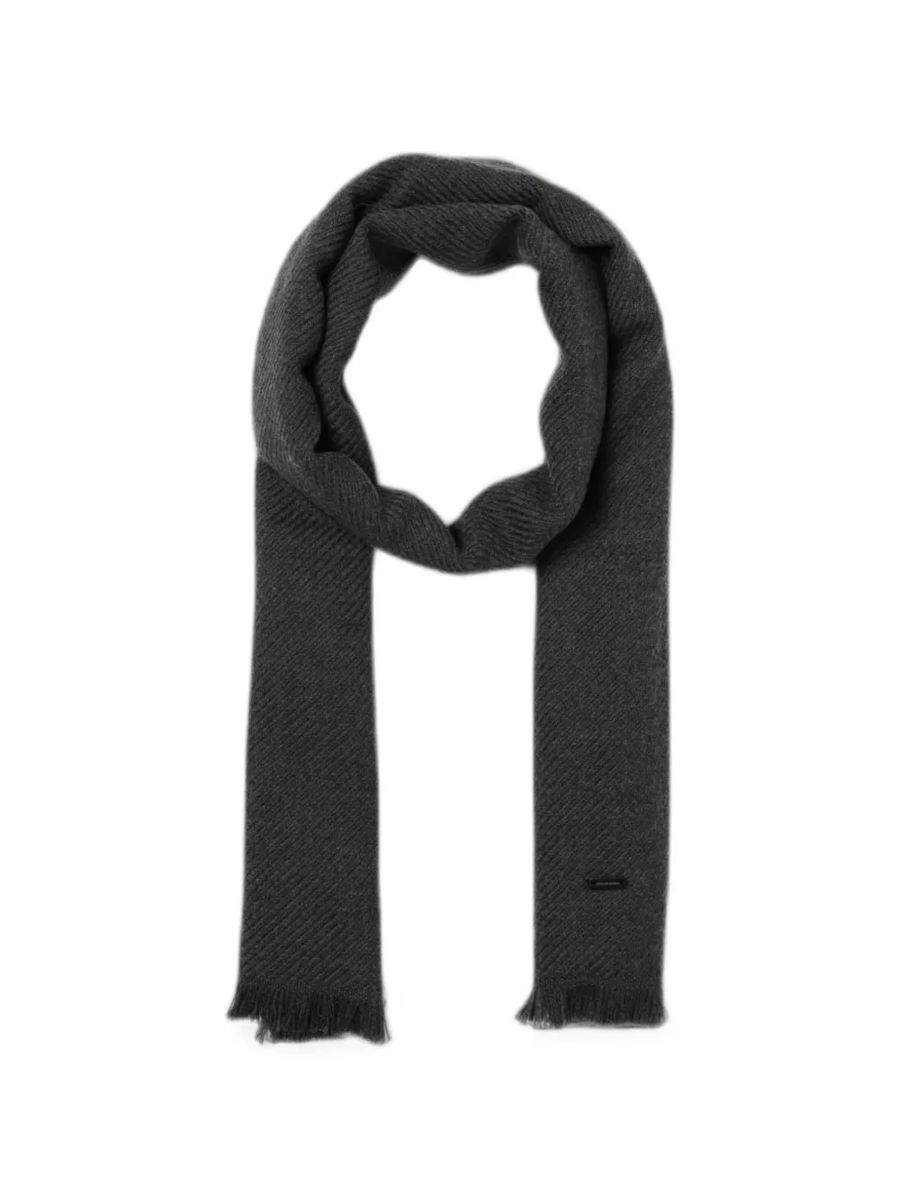BROOKSFIELD ribbed-knit wool scarf - Grigio