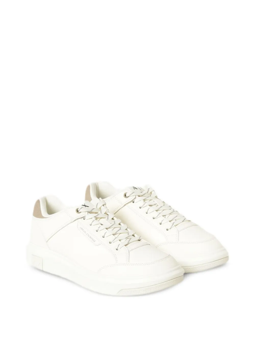 Emporio Armani lace-up panelled sneakers Beige