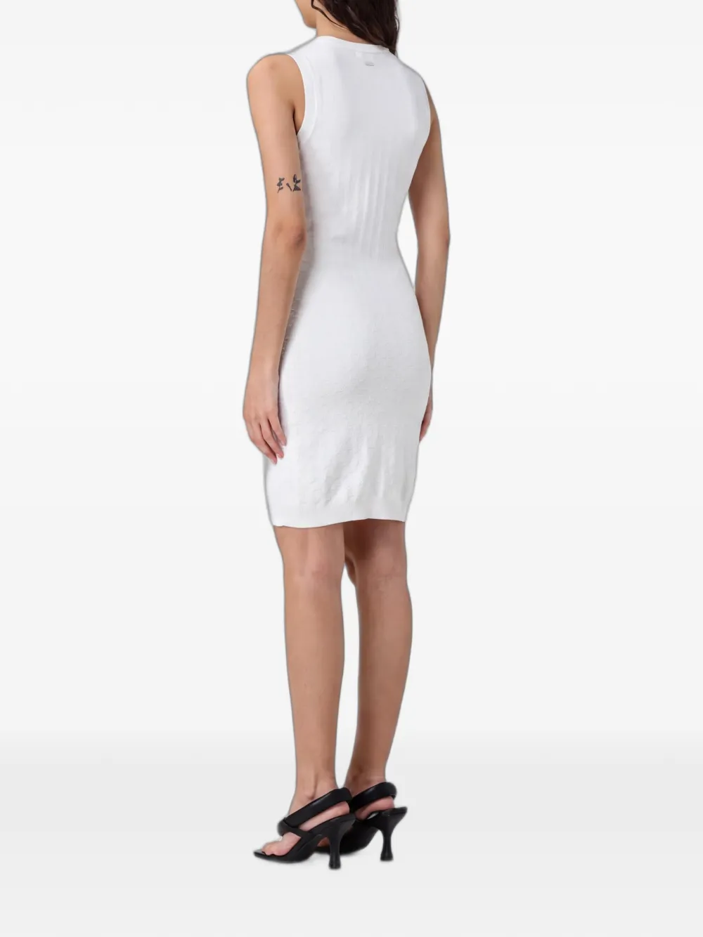 Emporio Armani Gebreide mouwloze jurk met jacquard Wit