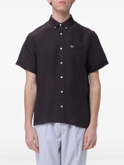 Lacoste logo-patch linen shirt