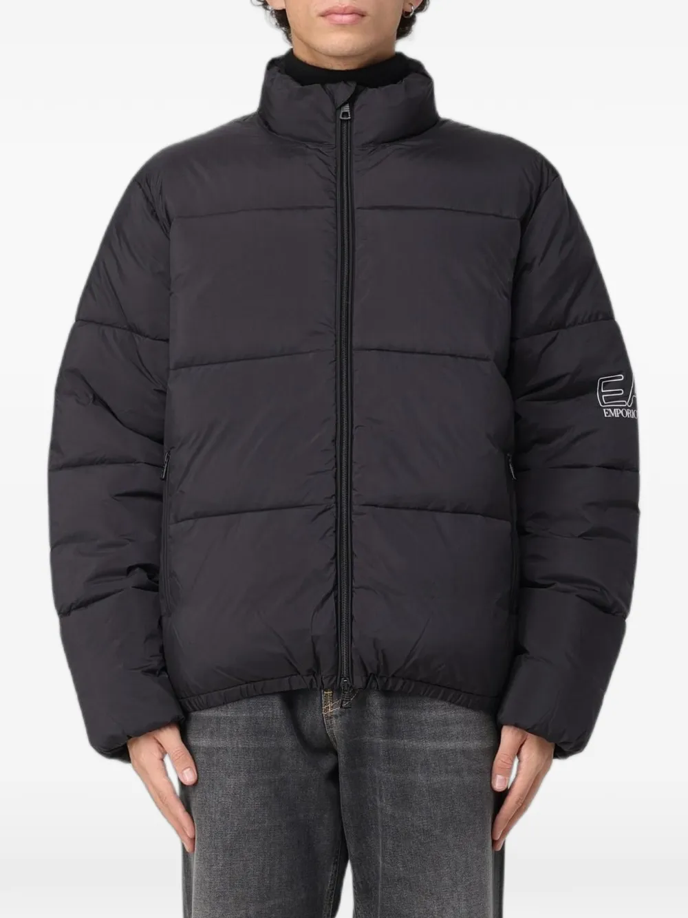 Ea7 Emporio Armani quilted logo-print jacket - Nero