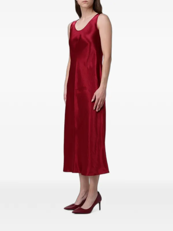 max mara satin midi dress Max Mara satin-finish Sleeveless Midi Dress | Red