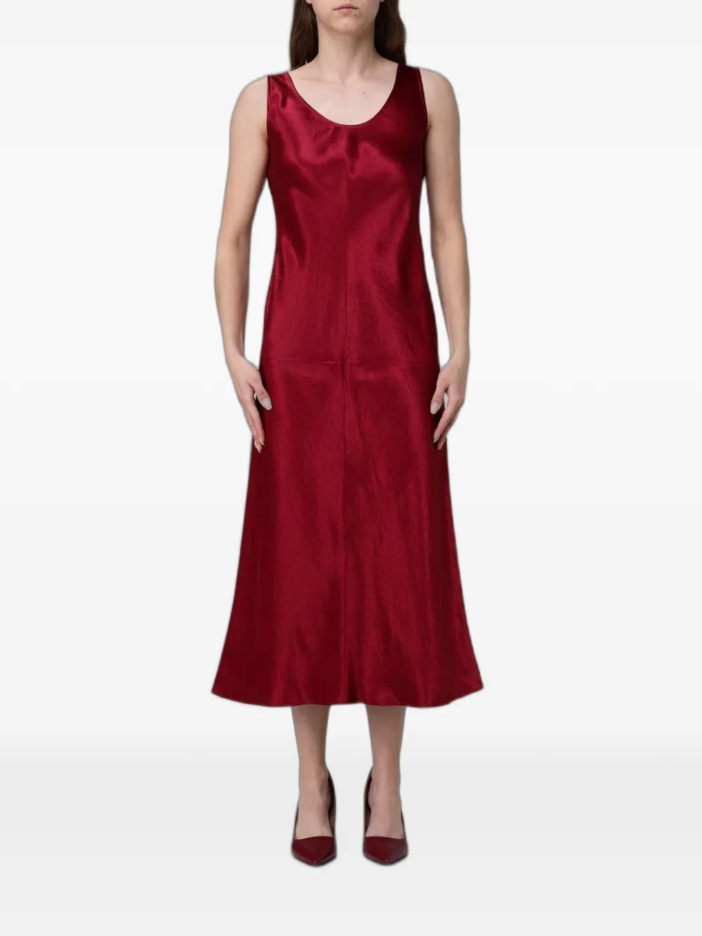 Max Mara satin-finish sleeveless midi dress - Rosso