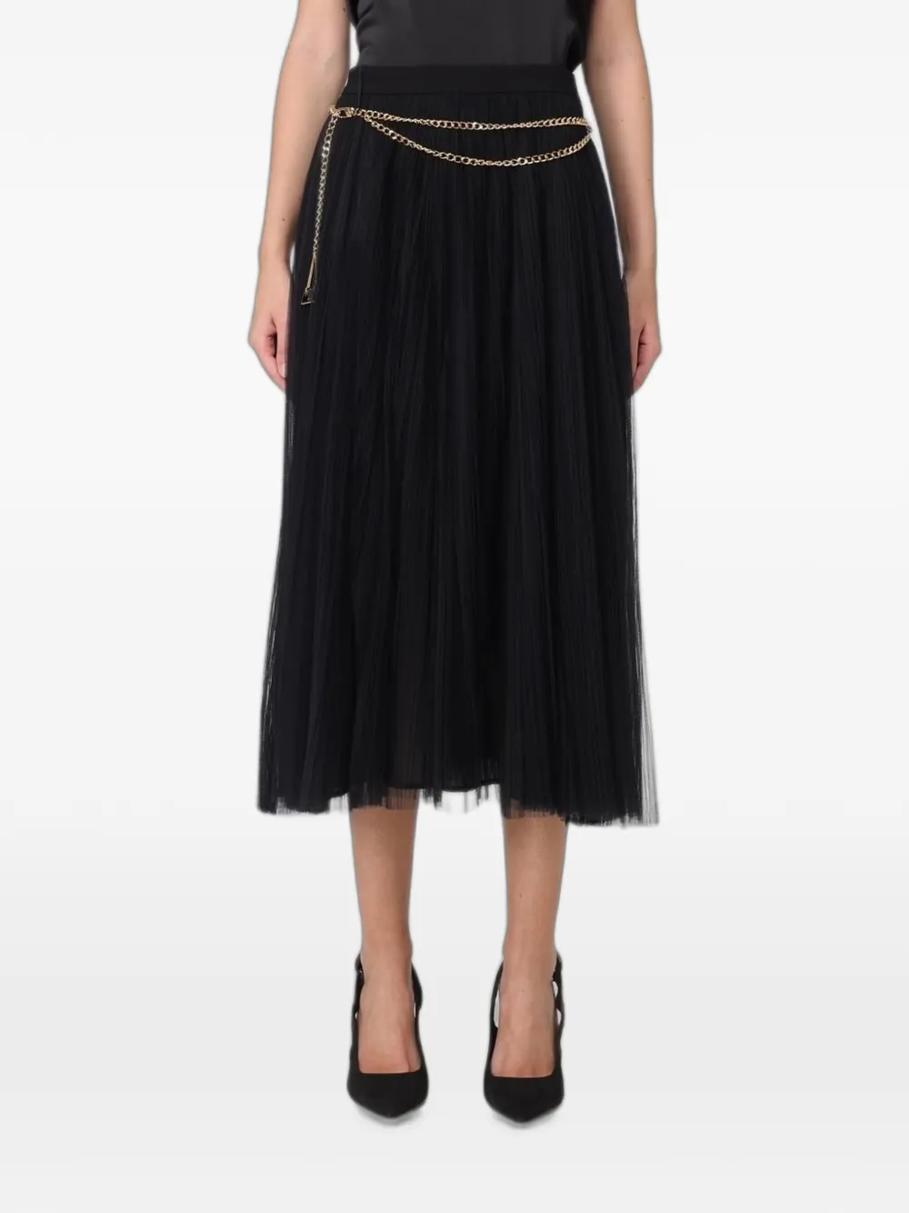 Elisabetta Franchi pleated tulle midi skirt - Nero