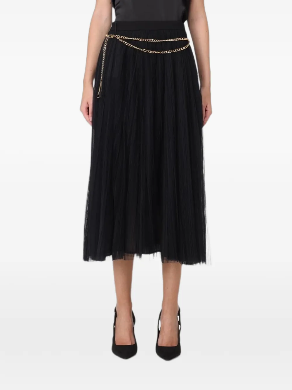 Elisabetta Franchi pleated tulle midi skirt - Schwarz