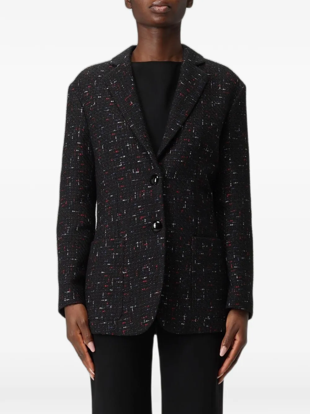 Emporio Armani tweed-effect button-fastening blazer - Nero