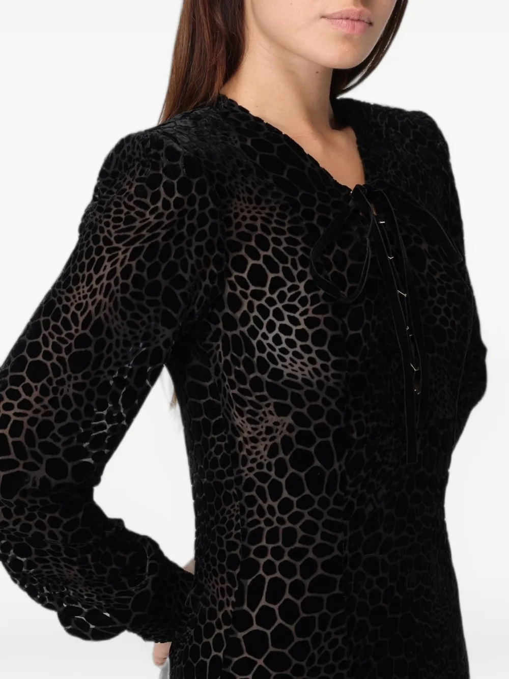 Elisabetta Franchi maxi-dress met luipaardprint en veters Zwart