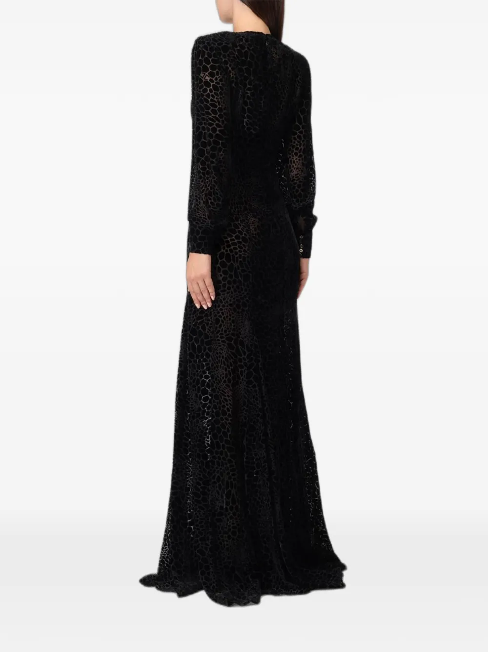 Elisabetta Franchi maxi-dress met luipaardprint en veters Zwart