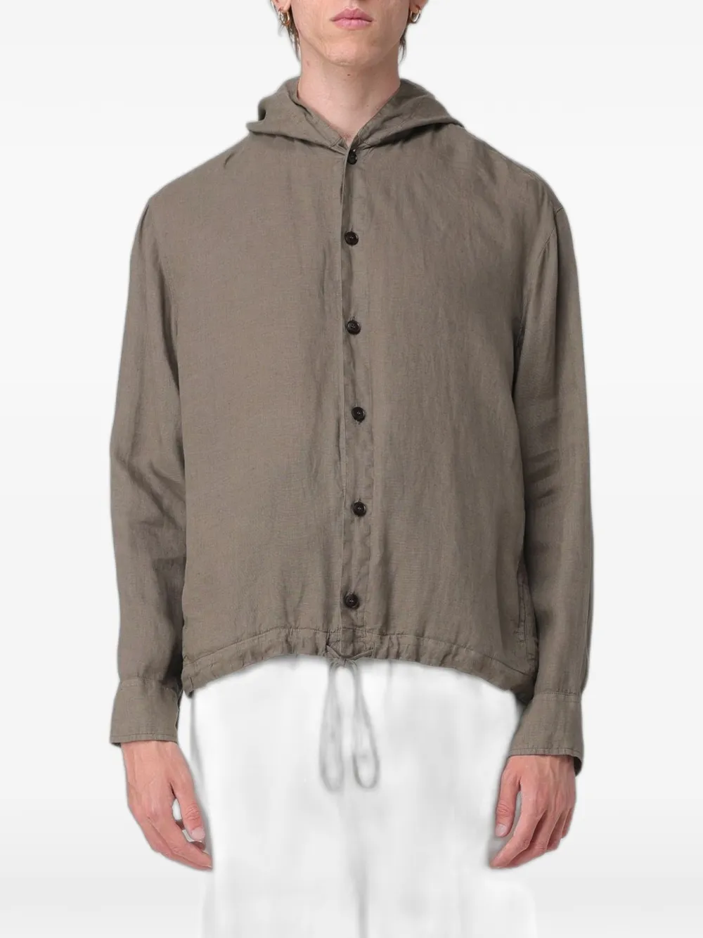Emporio Armani drawstring-hem hoodie - Brown