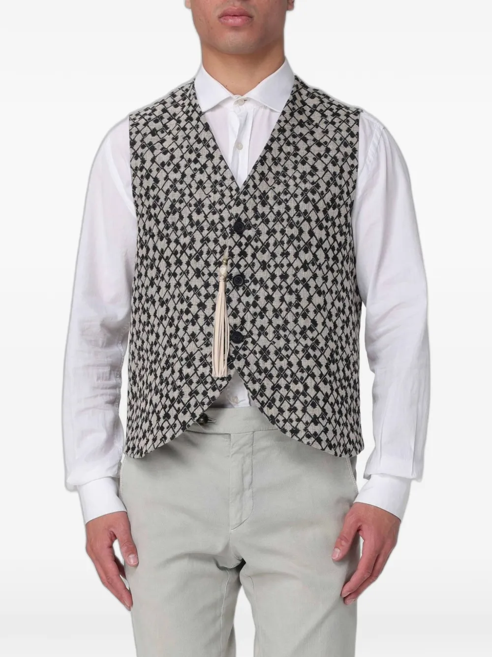 Emporio Armani jacquard tassel-detail waistcoat - Neutrals