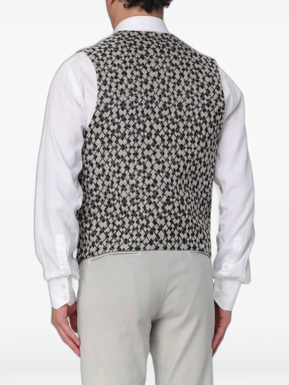 Emporio Armani Gilet met kwastje en jacquard Beige