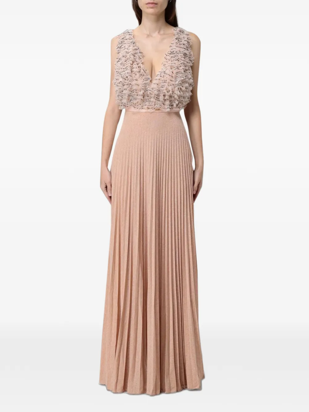 Elisabetta Franchi ruffled-bodice maxi dress - Rosa