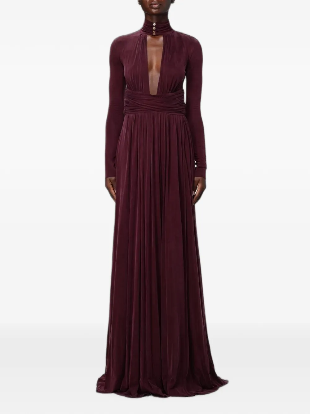 Elisabetta Franchi cut-out ruched-waist maxi dress - Red