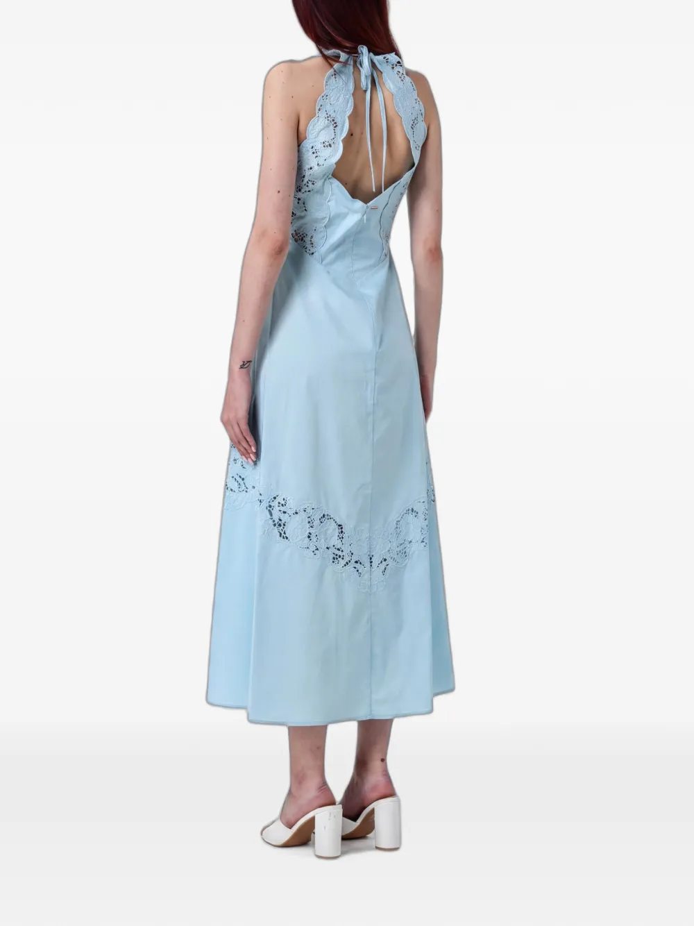 TWINSET Broderie anglaise midi-jurk met halternek Blauw