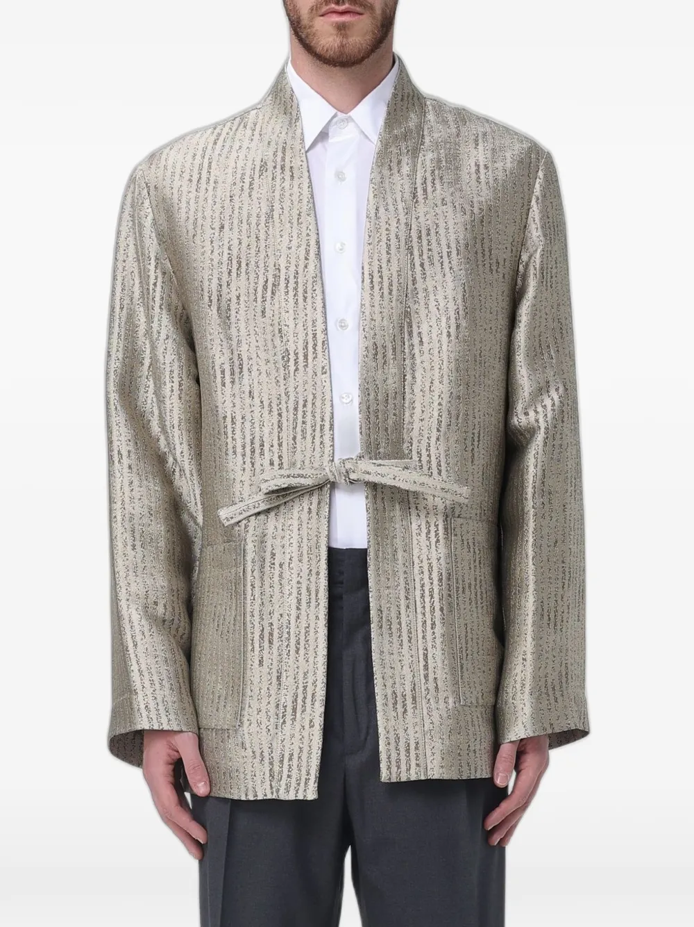 Emporio Armani jacquard-knit kimono jacket - Toni neutri