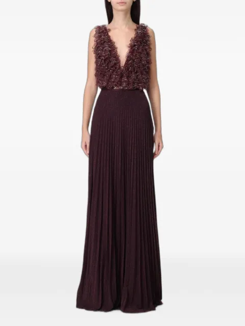 Elisabetta Franchi crystal-embellished pleated maxi dress