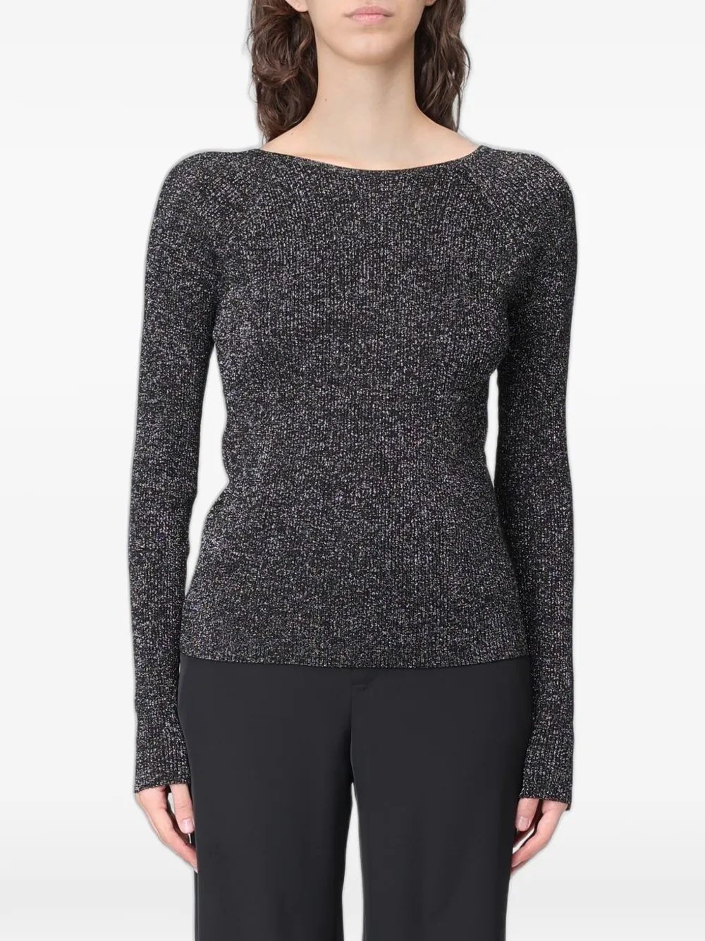 MOSCHINO JEANS metallic-thread boat-neck sweater - Nero