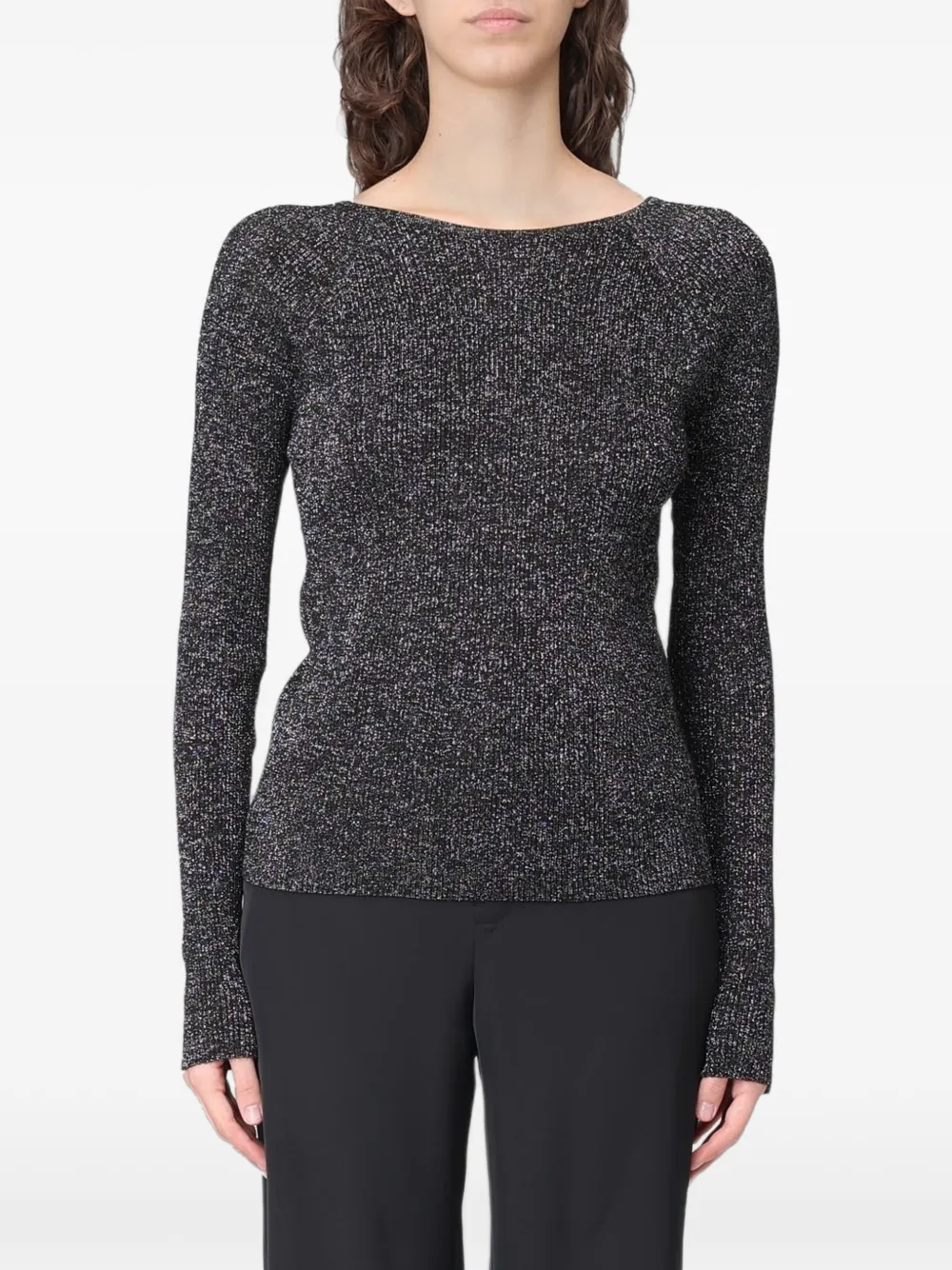 MOSCHINO JEANS metallic-thread boat-neck sweater - Schwarz