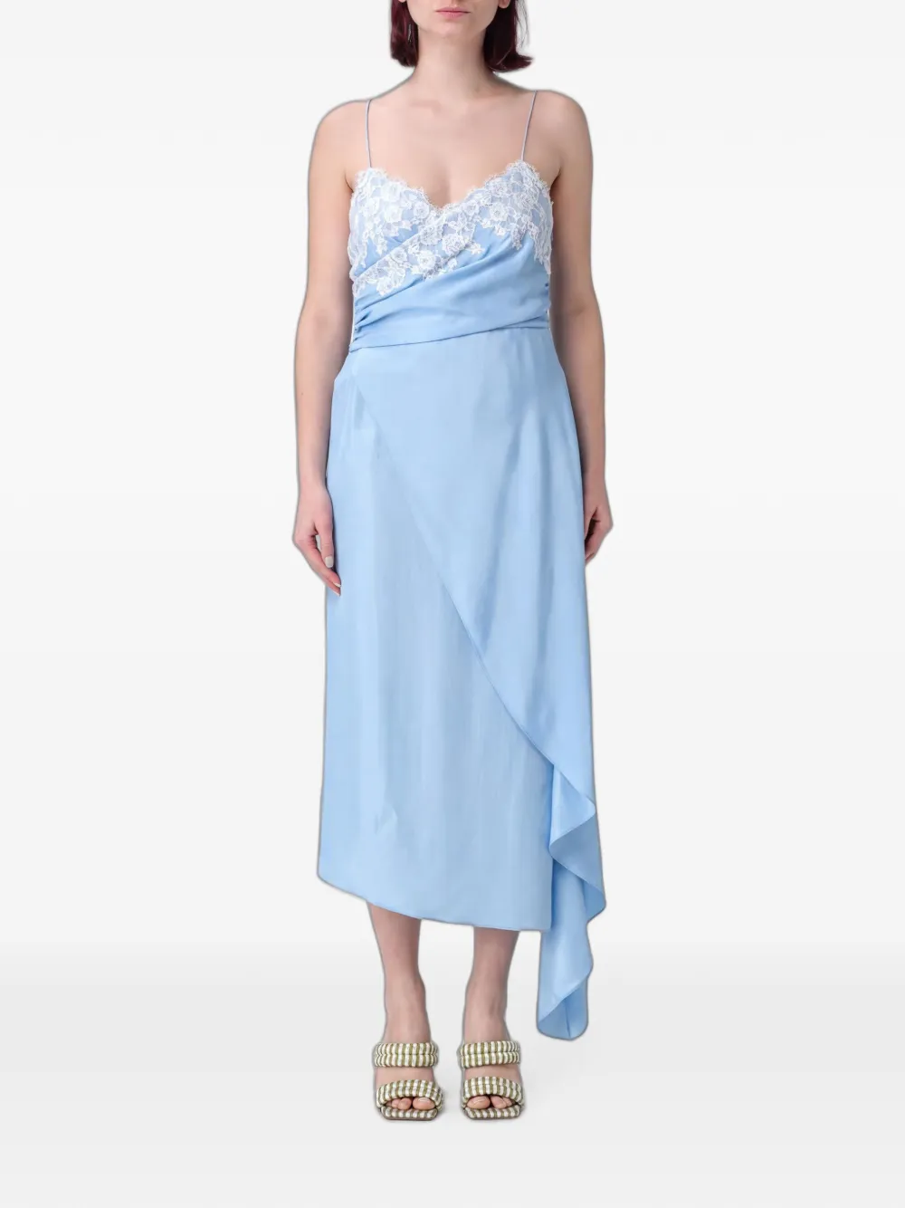 Moschino Abito midi asimmetrico con rifinitura in pizzo - Blu