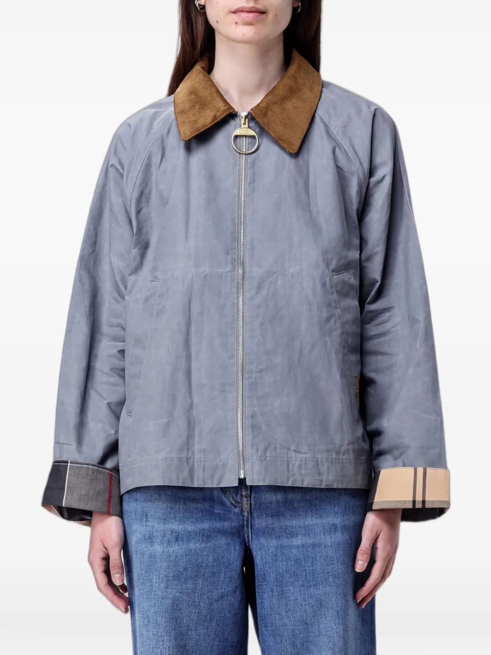 Barbour Giacca Catlin con colletto a coste - Grigio