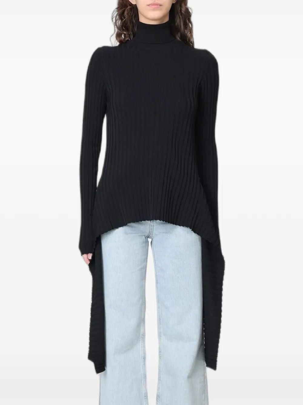 MOSCHINO JEANS ribbed asymmetric-hem sweater - Nero