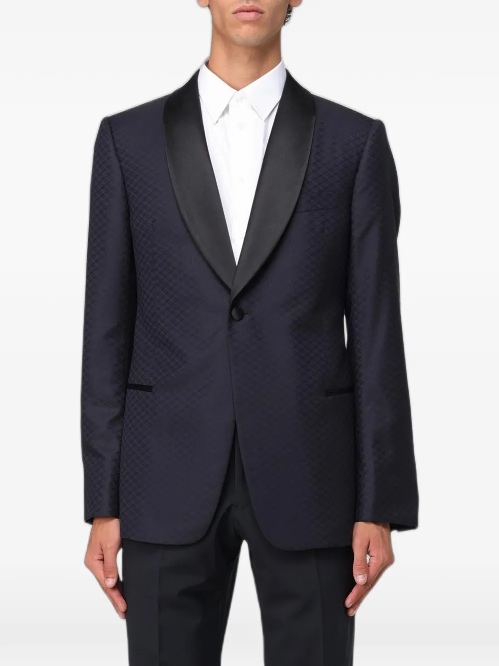 Emporio Armani jacquard-pattern shawl-lapel blazer - Blue