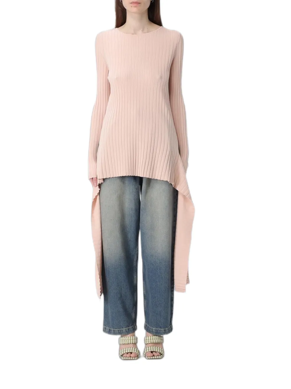 MOSCHINO JEANS ribbed asymmetric sweater - Blu