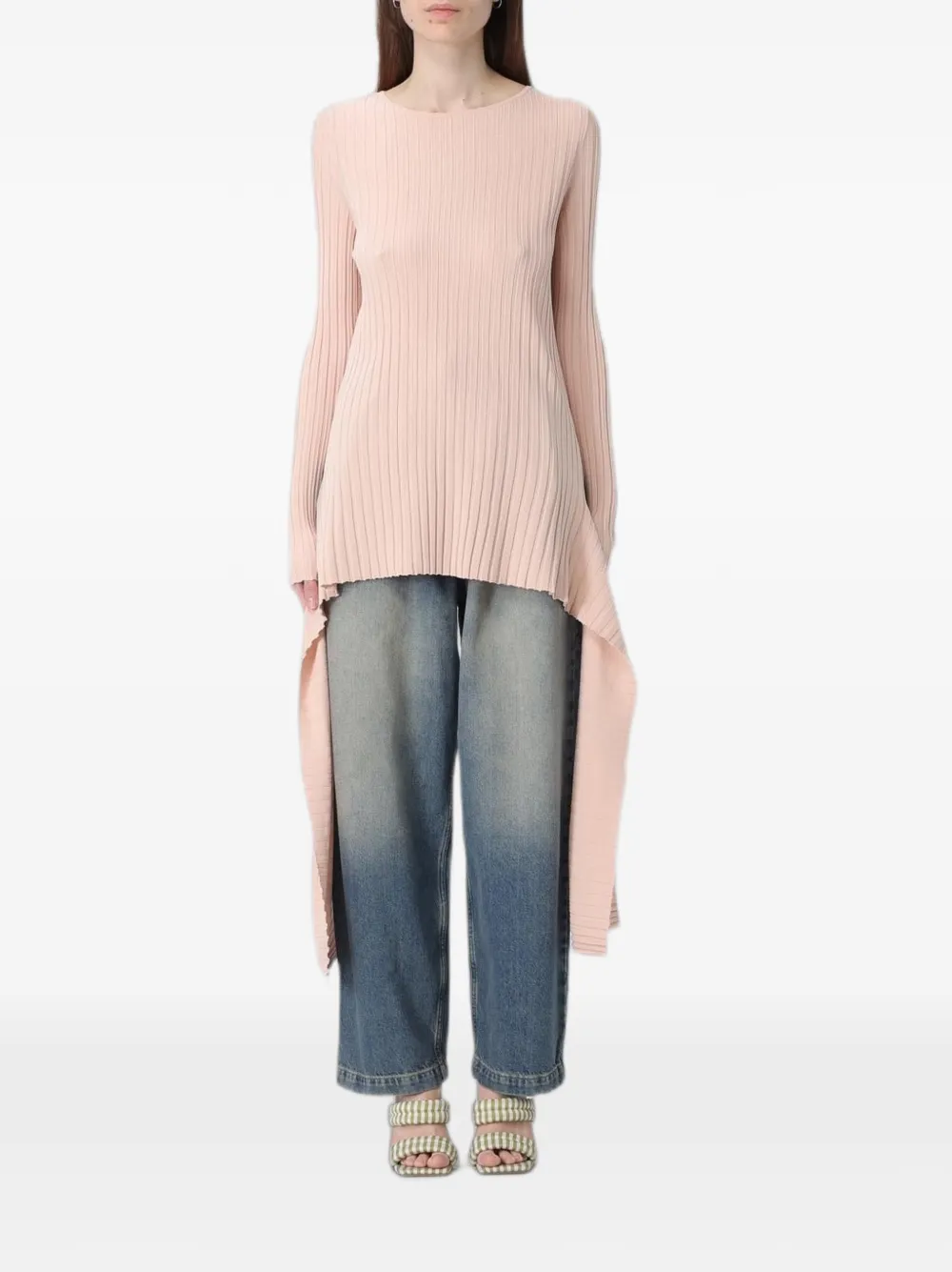 MOSCHINO JEANS ribbed asymmetric sweater - Blu