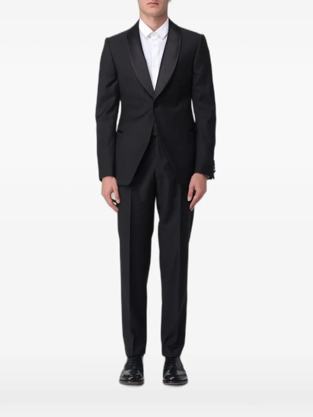 Emporio Armani shawl-lapel virgin-wool suit - Nero