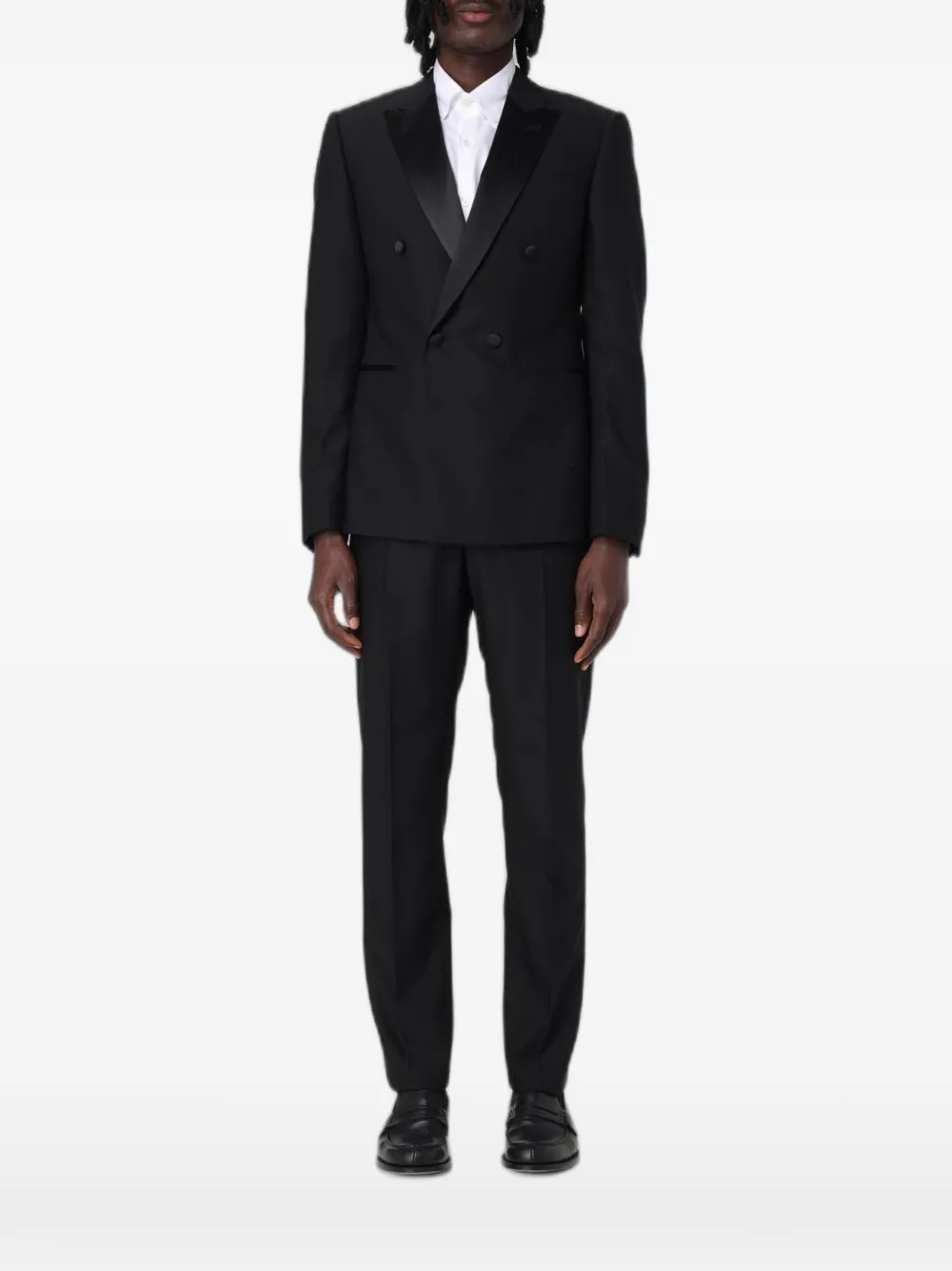 Emporio Armani double-breasted virgin-wool suit - Nero