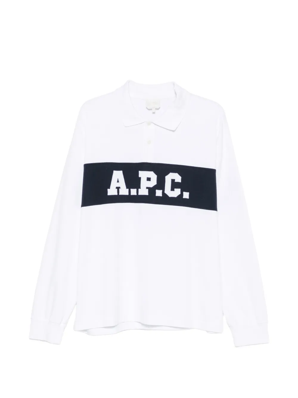 A.P.C. logo-print long-sleeve polo shirt - Bianco