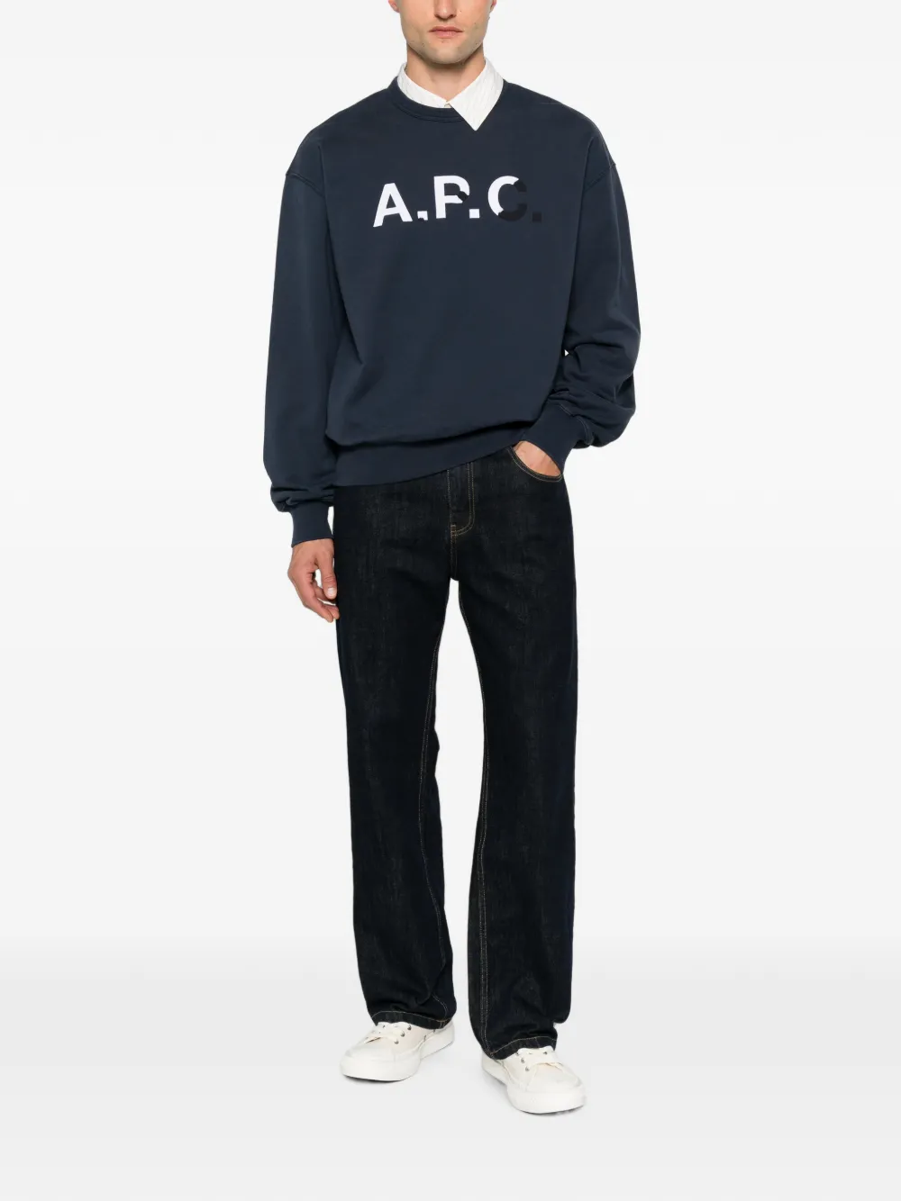 A.P.C. Sweater met logoprint Blauw