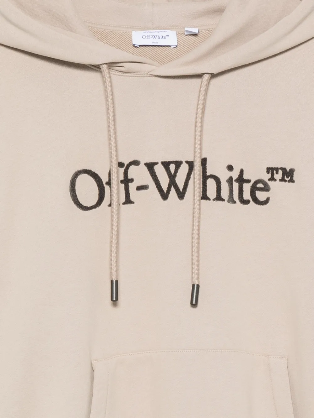 Off-White Hoodie met logoprint en trekkoord Beige