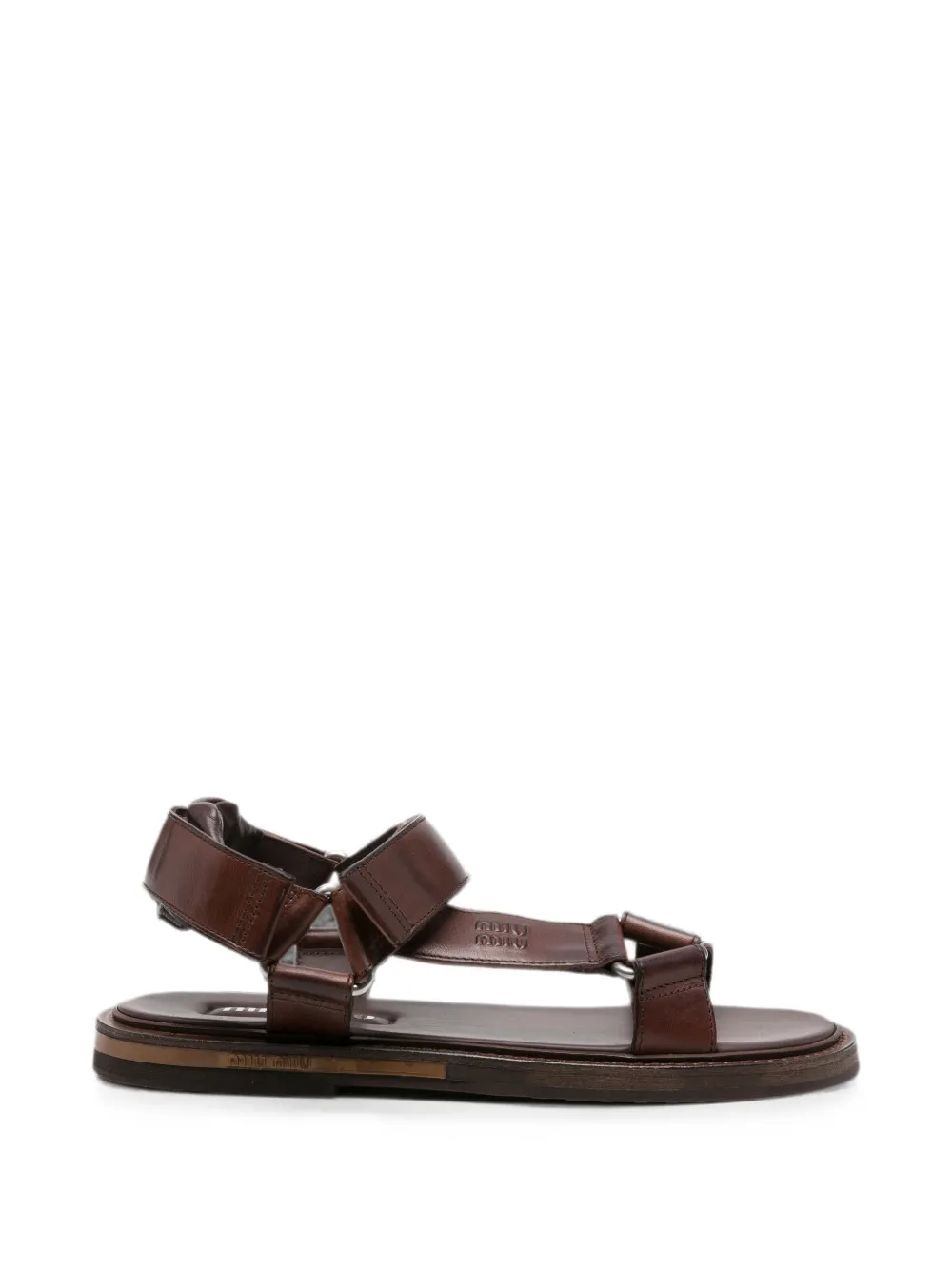 Miu Miu touch-strap leather sandals - Braun
