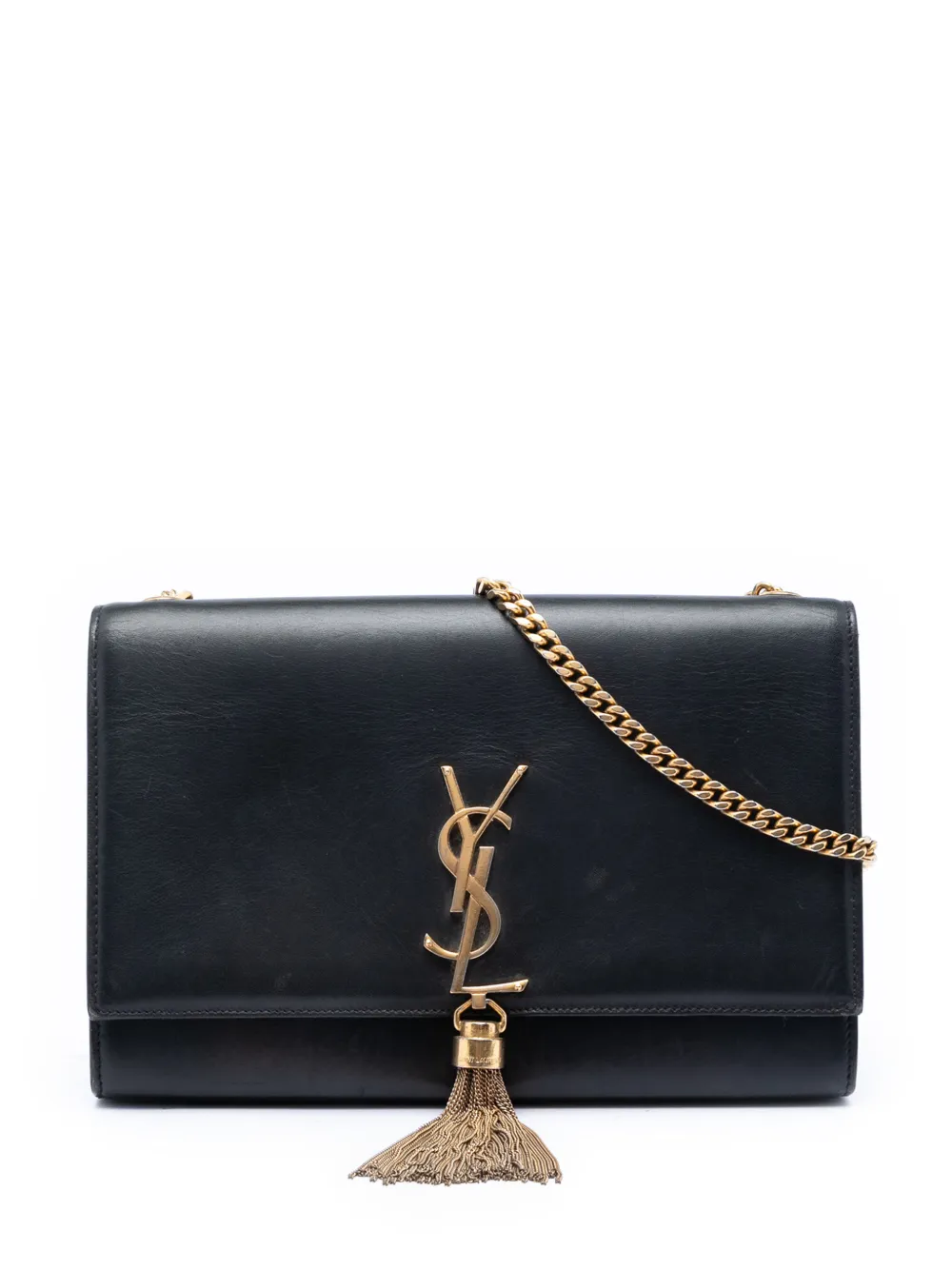 Saint Laurent Pre-Owned Borsa a tracolla Kate media in pelle di vitello liscia con monogramma e nappa 2014 - Nero